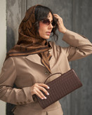 کیف مجلسی زنانه بافتدار دسته فلزی کد XY18