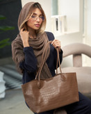 کیف دوشی زنانه بزرگ طرح کروکودیلی کد 1268