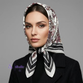 مینی اسکارف طرح گل و پروانه قابدار