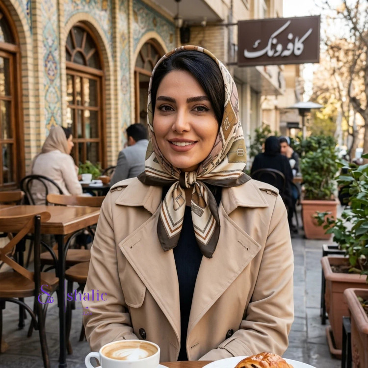 مینی اسکارف ابریشمی مدل آینهگون