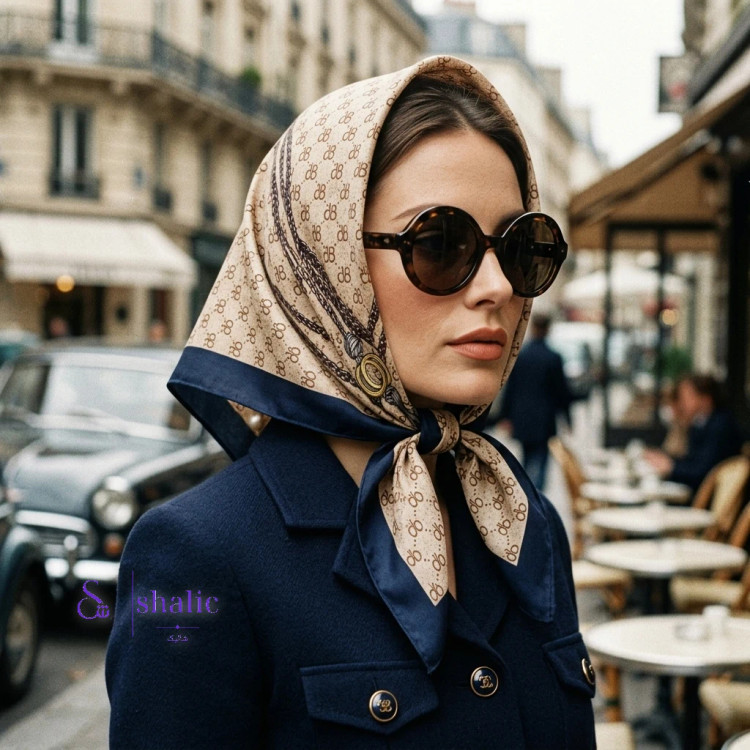 مینی اسکارف زنانه طرح زنجیر و آویز کلاسیک