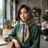 مینی اسکارف زنانه طرح حیوانات و گلهای شرقی
