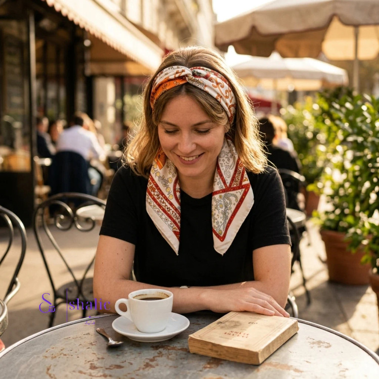 مینی اسکارف زنانه طرح کاشی و نقوش سنتی