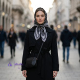 روسری کوچک 70 در 70 طرح پلنگی طوسی