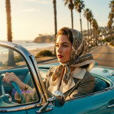 مینی اسکارف زنانه طرح باروک و حاشیه یونانی