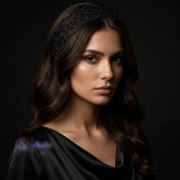 هدبند زنانه گیپور مرواریدی در دو رنگ مشکی و سفید