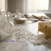 هدبند زنانه گیپور مرواریدی در دو رنگ مشکی و سفید