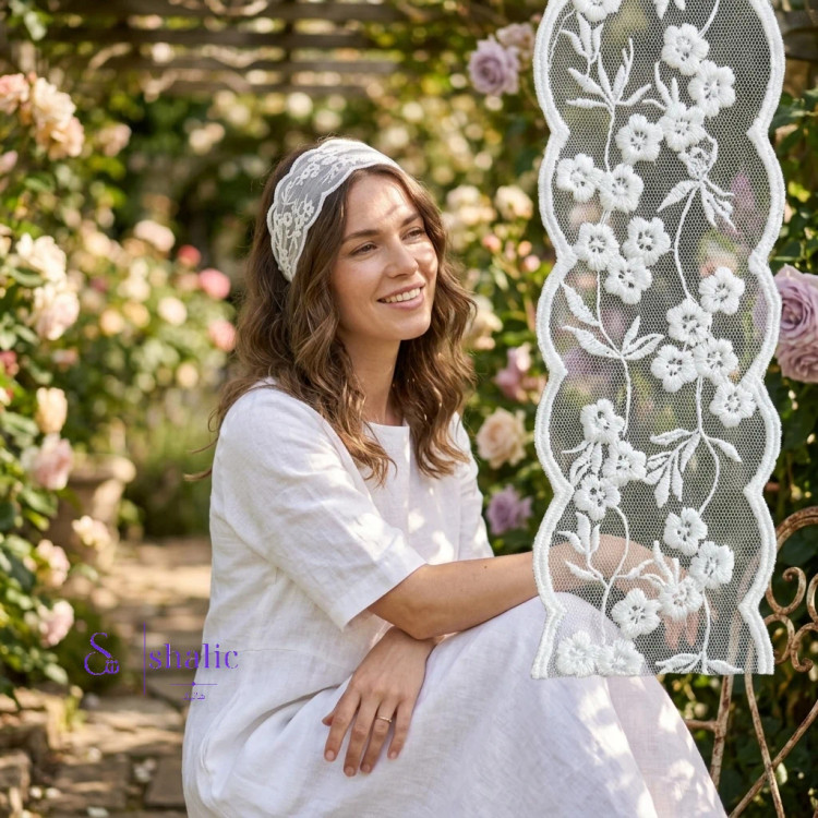 هدبند زنانه توری گلدوزی در دو رنگ مشکی و سفید