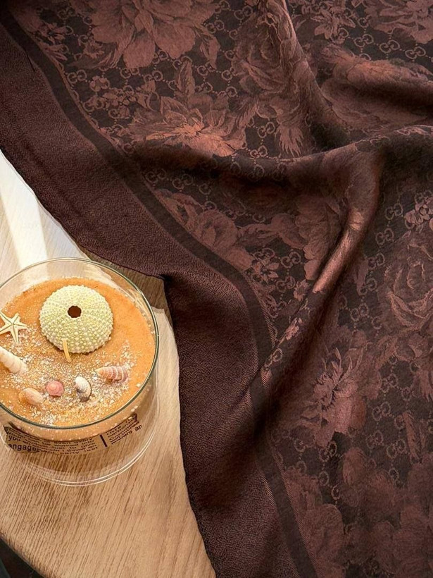 روسری ژاکارد قهوهای در 10 طرح متنوع