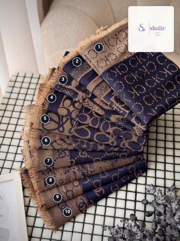 مجموعه ۱۰ طرح متنوع شال کشمیر لمه سرمهای وارداتی